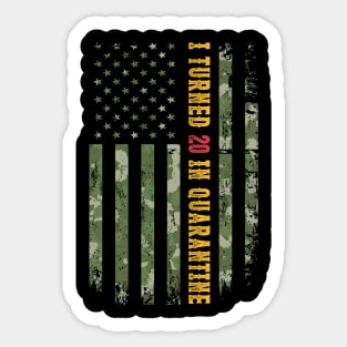 I Turned 20 In Quarantine American Flag Camo 20th Birthday Gift Awesome Since 2000 Sticker